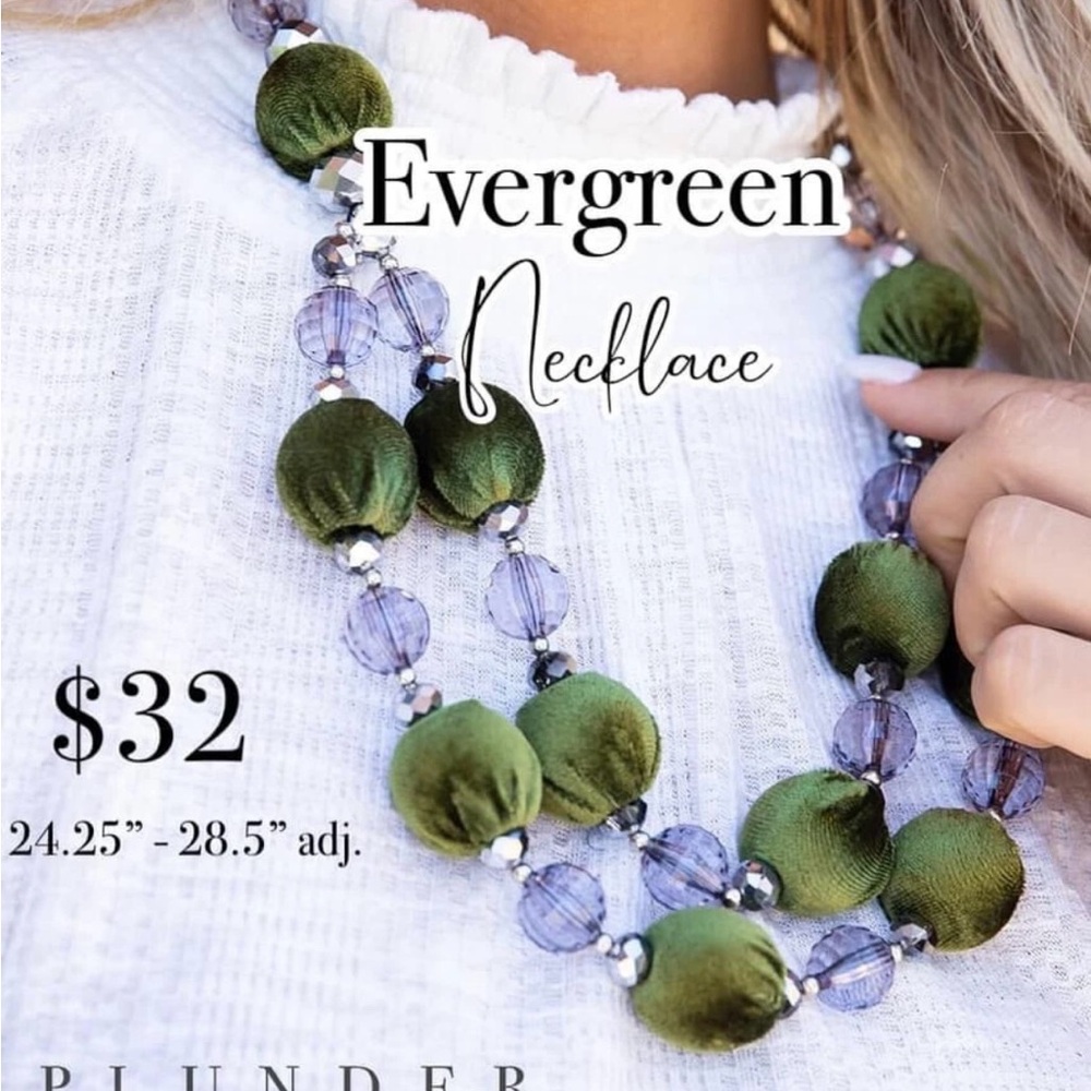 Plunder Evergreen Necklace - Olive and Gray Iridescent beads on a silver chain